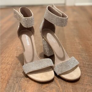 Jeffrey Campbell Silver Rhinestone Block Heels